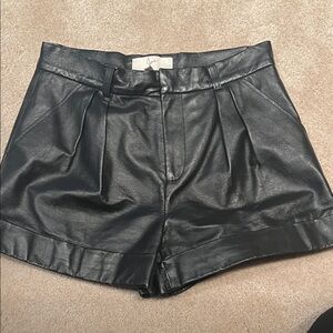 Jolie Black High Waist 100% lamb Leather Shorts
